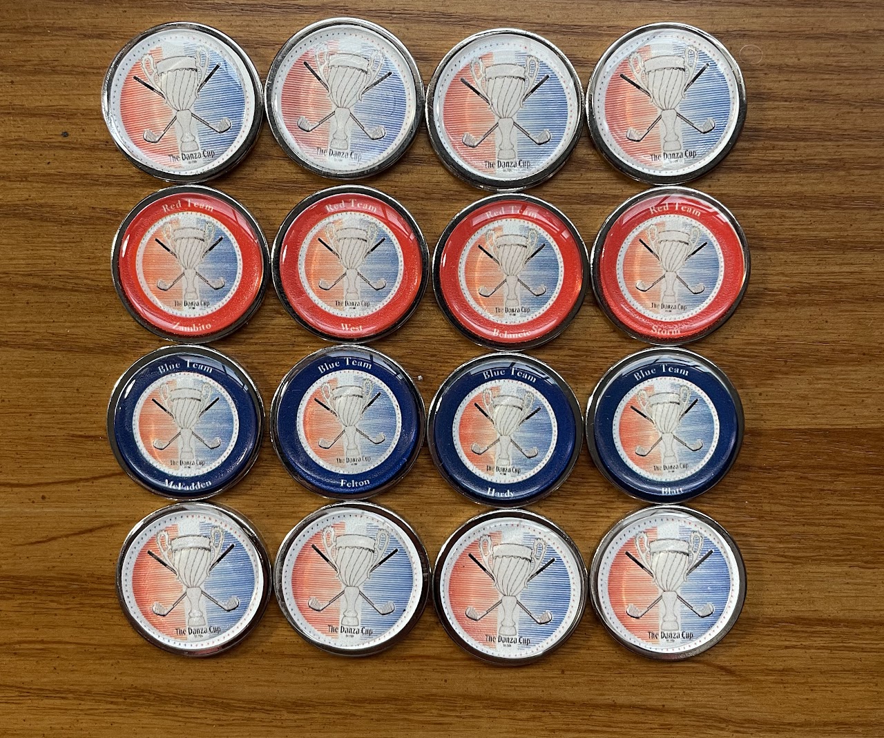 Custom Danza Cup ball markers for each player